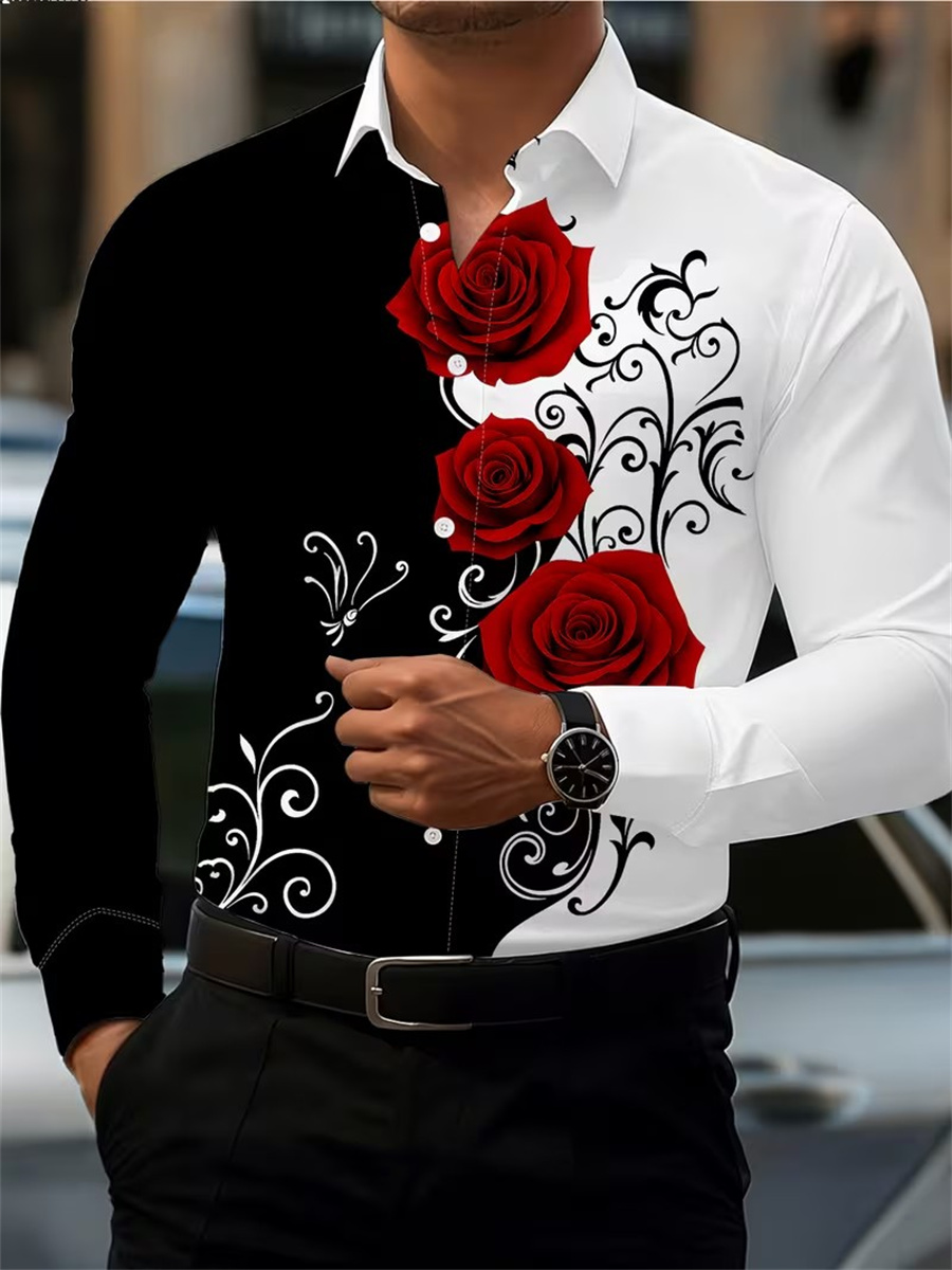Mens Fashion Clothes - Męska koszula z długim rękawem z