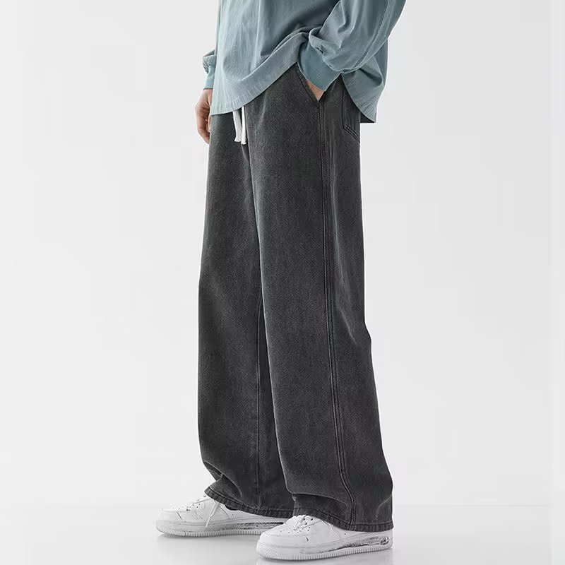 Men'S Fashion Grey Jeans - Męskie luźne jeansy w stylu koreańskim,