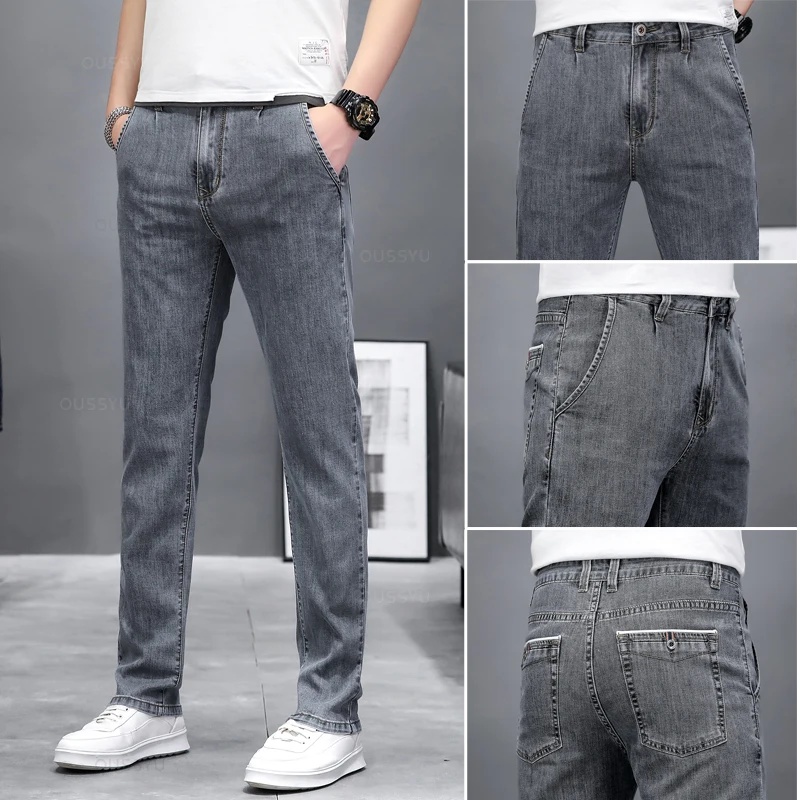 Męskie jesienne elastyczne jea – Men'S Fashion Grey Jeans recenzja i cena
