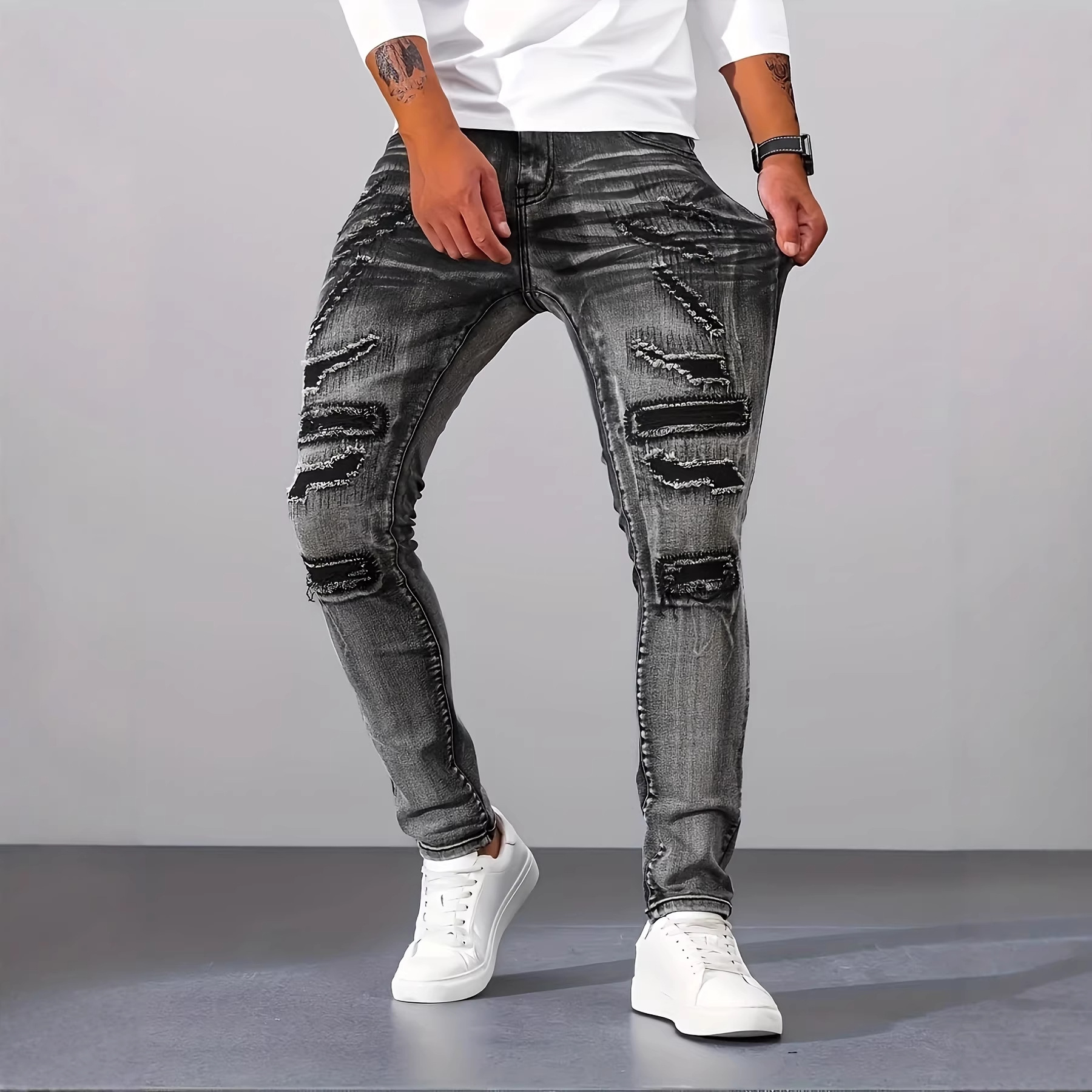 Męskie szare, dopasowane, pros – Men'S Fashion Grey Jeans recenzja i cena